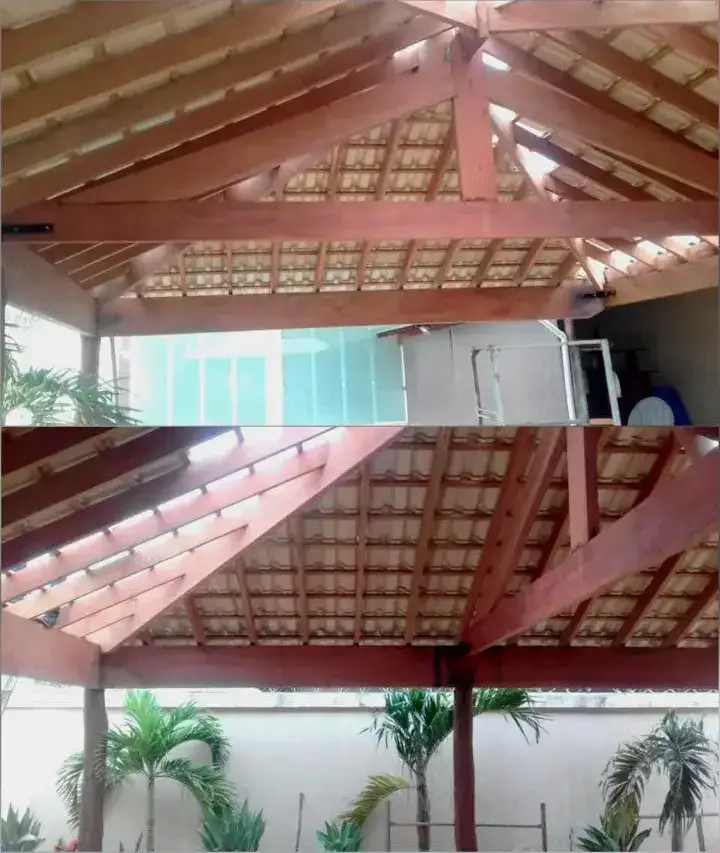 Estrutura de telhado em madeira